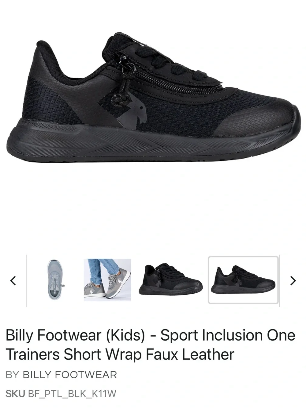 Billy Footwear Kids Black Sport Inclusion One Sneaker